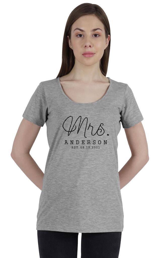 Inkdotpot Персонализированная женская футболка-топ Mrs Wedding Announcement Shirt-2S