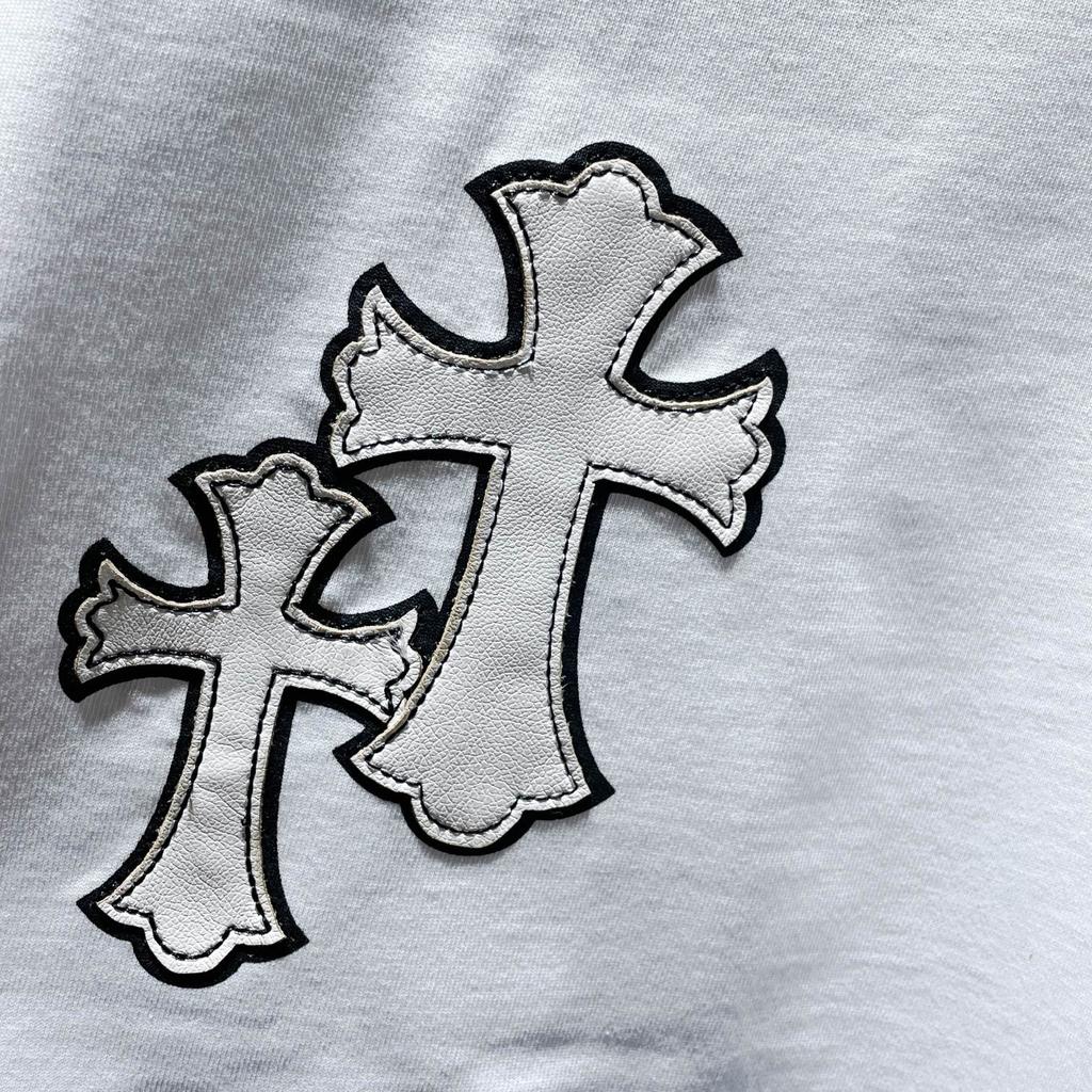 8553 CHROME HEARTS 2025 Лето Новая Высококачественный Хлопок Круглый Вырез Свободный Большой Размер Мужская и Женская Футболка Парная Футболка