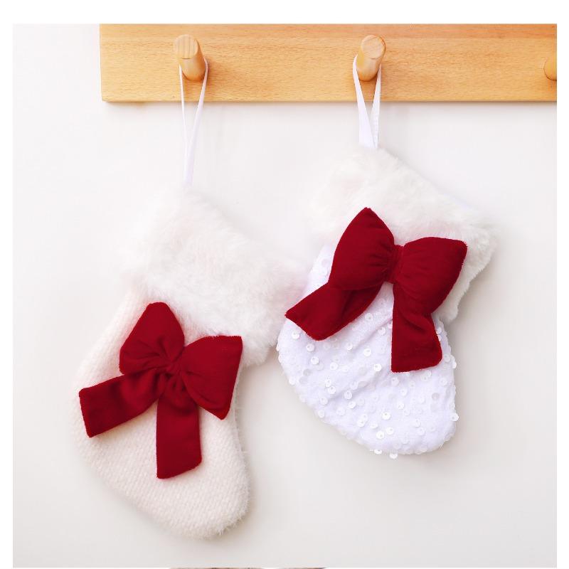 2026 New Fabric Velvet Bow Christmas Stocking Pendant, Christmas Fireplace Stair Ornament Pendant