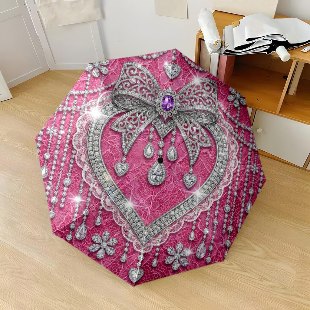 Adorable Bee Amidst Sunflowers And Flowers Portable Automatic Umbrella With 8 Rib Sturdy Construction Durable Everyday Carry Umbrella Elegant Women'S