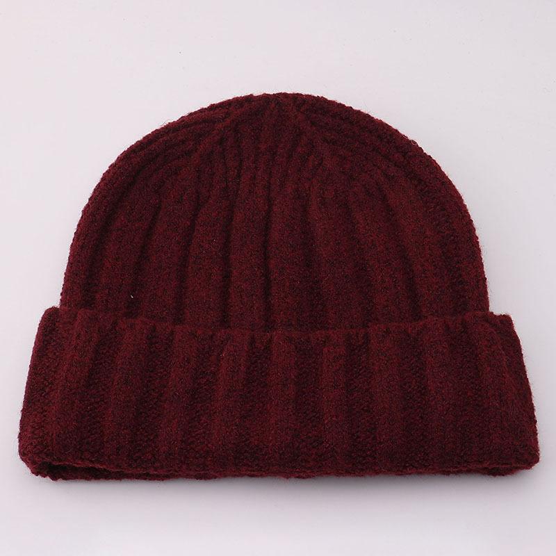 Big head circumference cashmere knitted hat European and American simple solid color autumn and winter ear protection wool hat spot