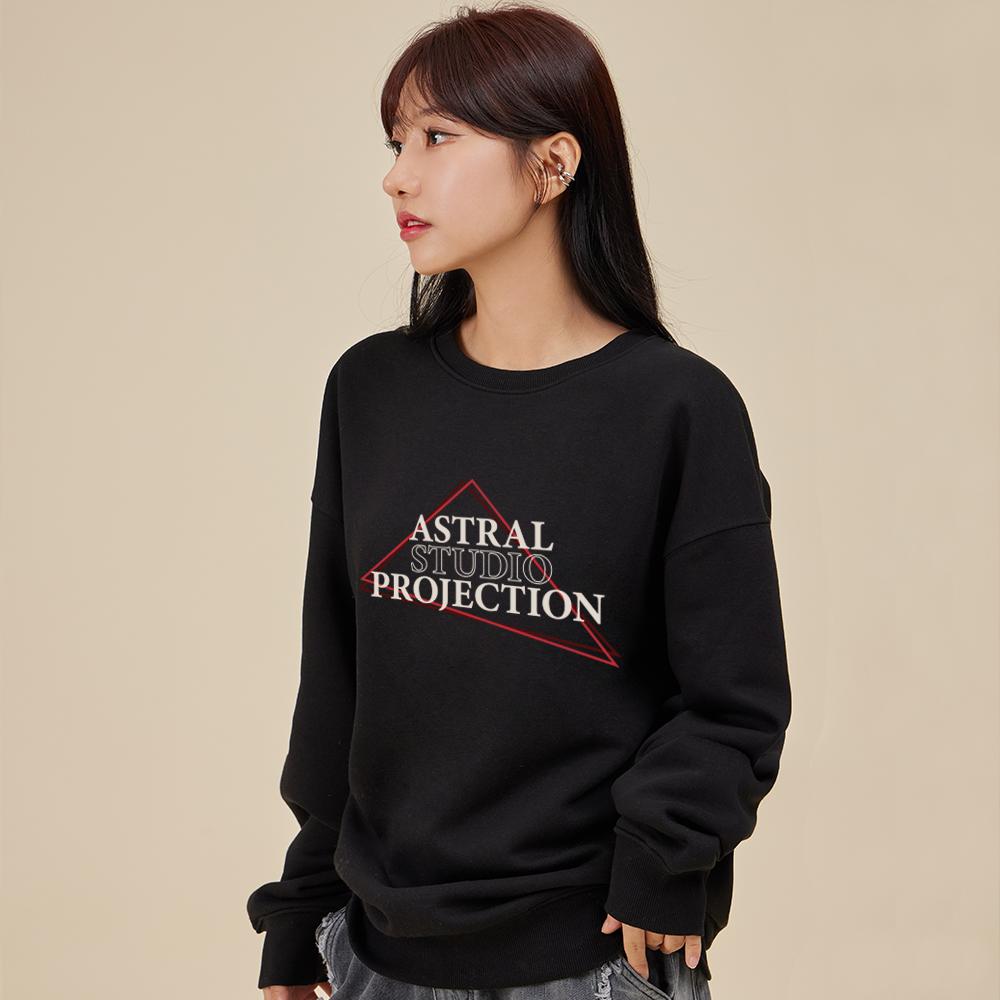 ASTRAL PROJECTION Triangle Logo Lettering Loose Fit Sweatshirt_Black