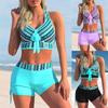 Womens Printed High Waist Swimwear Swimsuit Bathing Suit Two Pieces Beachwear Bikini Plus Size S-4XL