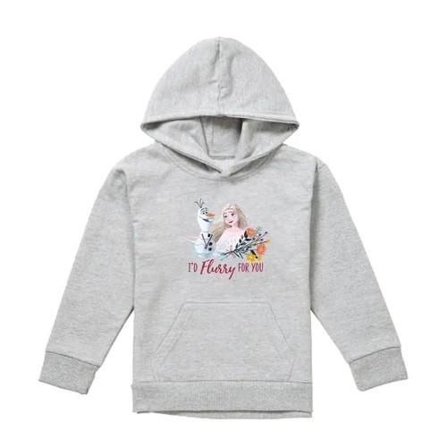 Frozen Childrens/Kids I'd Flurry For You Elsa & Olaf Heather Valentine`s Day Pullover Hoodie