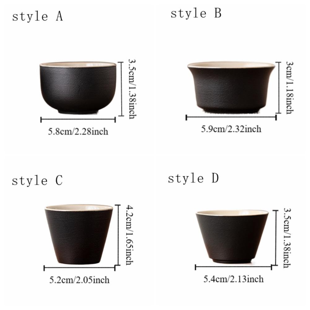 6PCS Black Tea Cup Heat-resistant Single Cup Household Tea Bowl  Home