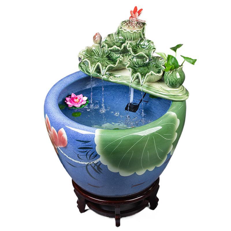Цзиндэчжэньский аквариум для золотых рыбок: Напольный керамический водный объект для балкона, офиса или гостиной.