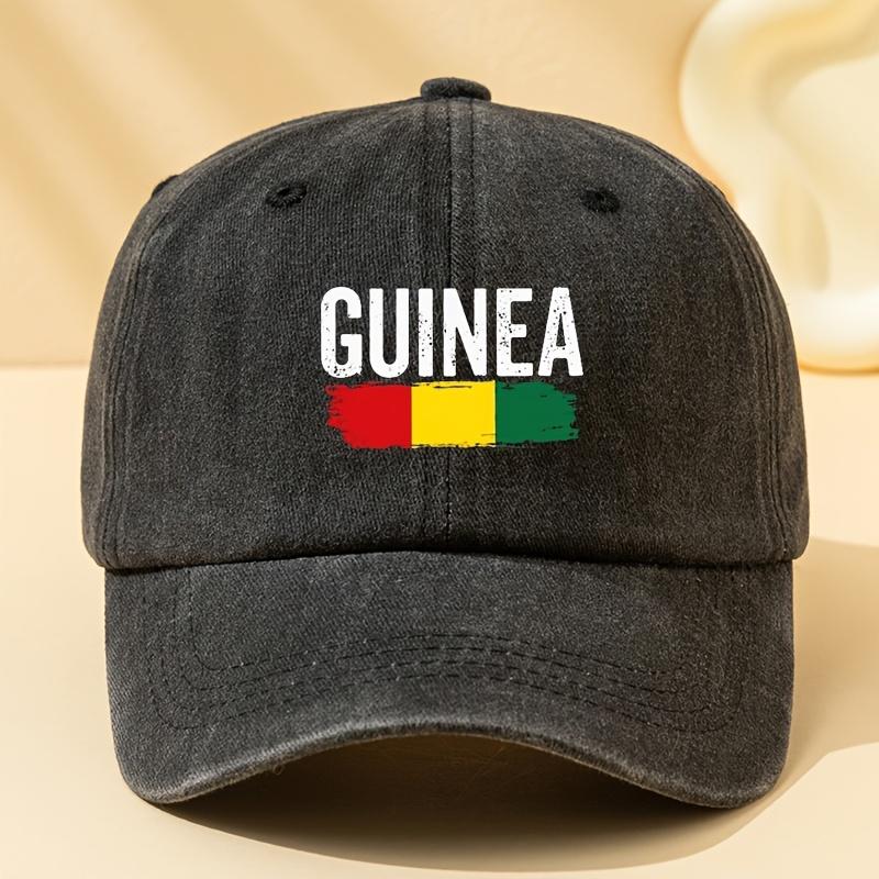 Unisex Fashionable and Versatile GUINEA Letter Printed Baseball Cap Retro Washed Outdoor Lightweight Peaked Cap