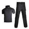 Camouflage Tactical Training Suit Hiking Camping Outdoor Sports Breathable Durable Cotton Blend Short Sleeve Set