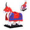 1pcs Medieval Horses Grey Bodies Blue Saddle Blankets White Horse Emblems Yellow Trims Building Block