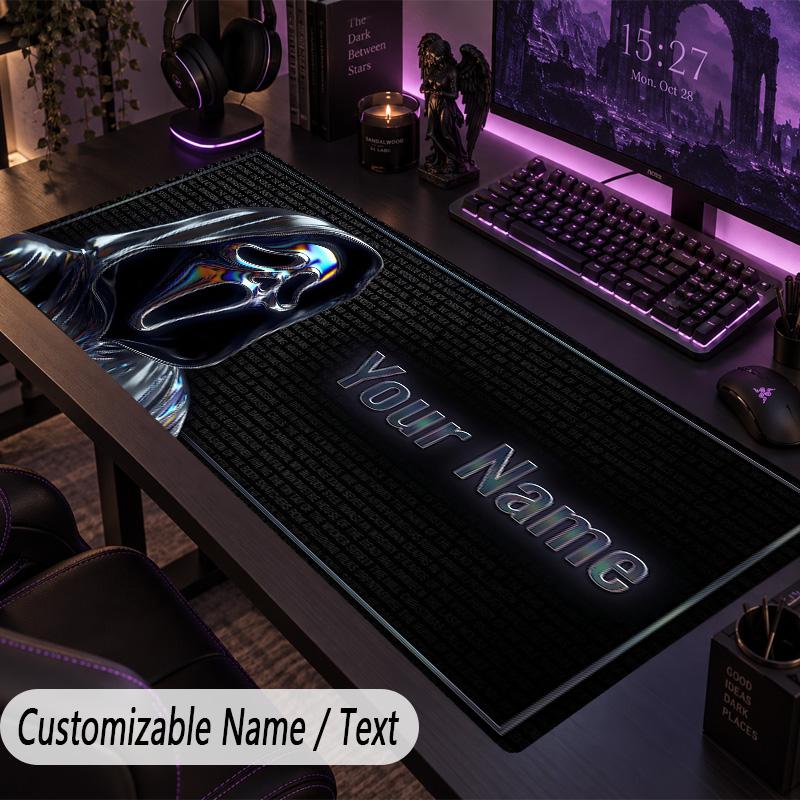 Custom Text Big Mousepad, Extended Desk Pad For Laptop Work GameScream Ghostface