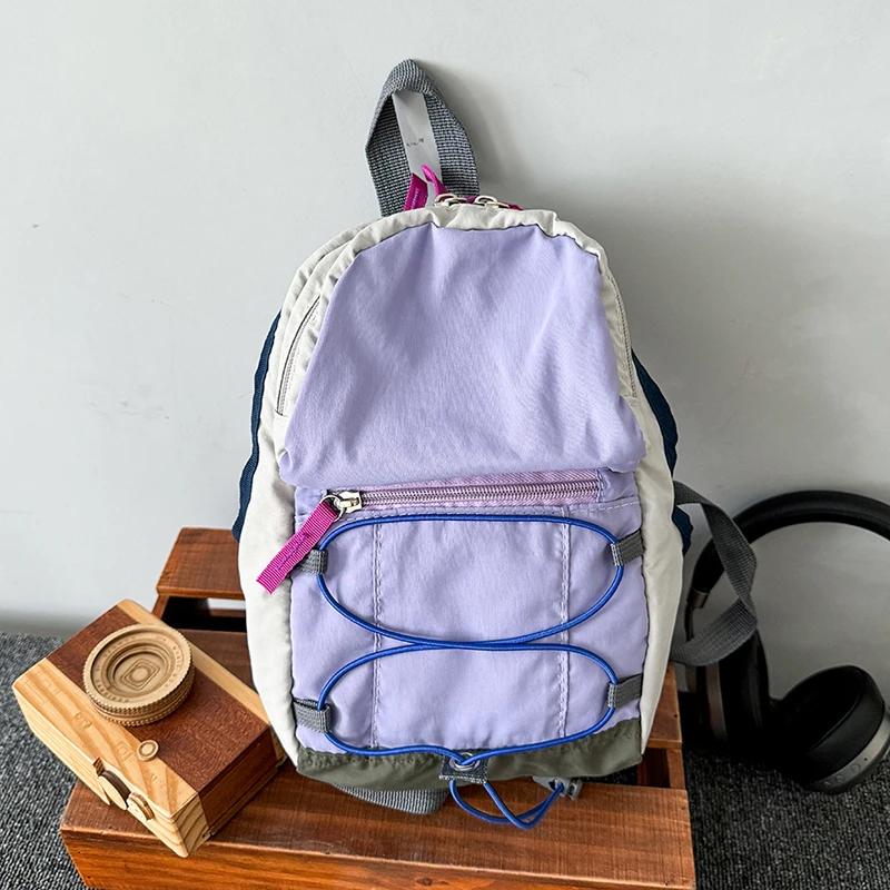 Contrasting Color Women's Outdoor Backpack Mini Men's Hiking Backpack Middle and High School Students New