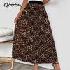 Женская юбка А-силуэта с леопардовым принтом, широкий подол, максимальная длина, эластичная талия, повседневная юбка QT2709