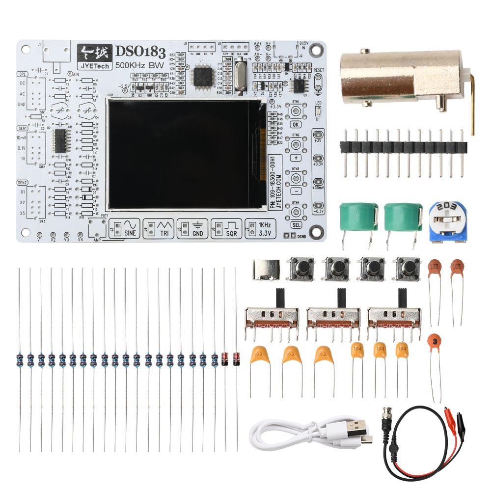 DSO183 0-500KHz Цифровой осциллограф DIY Набор деталей для сборки Обучение Практическая отработка Электронный производственный набор DC5V Интерфейс Type C