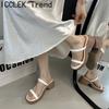 Новые летние женские шлепанцы с открытым носком, модные женские уличные шлепанцы на толстой подошве, сандалии-слайды для платья