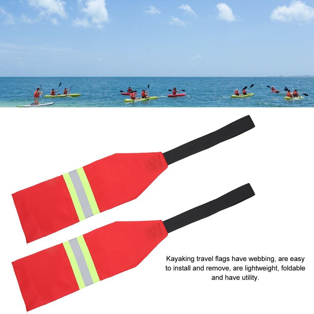 2PCS High Visibility Kayak Safety Flag Oxford Fabric Kayak Travel Flag for Kayaking