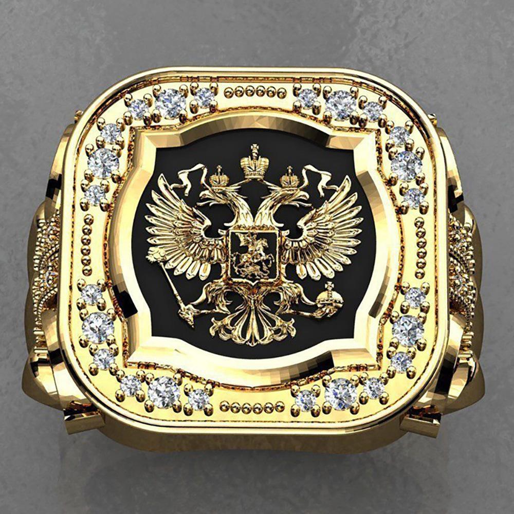 Eagle Ring Men's Engraved Badge Retro Seal Fashion Versatile Ring