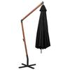 Black Umbrella with Pole 3.5 x 2.9 m Solid Pine Wood