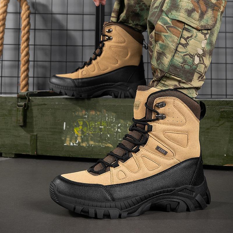 Large size high-top military fans combat boots breathable and wear-resistant outdoor training camping tactical shoes new special forces boots