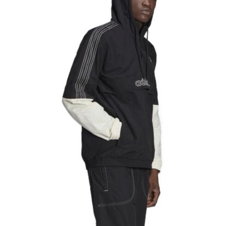 adidas originals Logo Casual Sports Windproof Hooded Jacket Black Men's GN2429