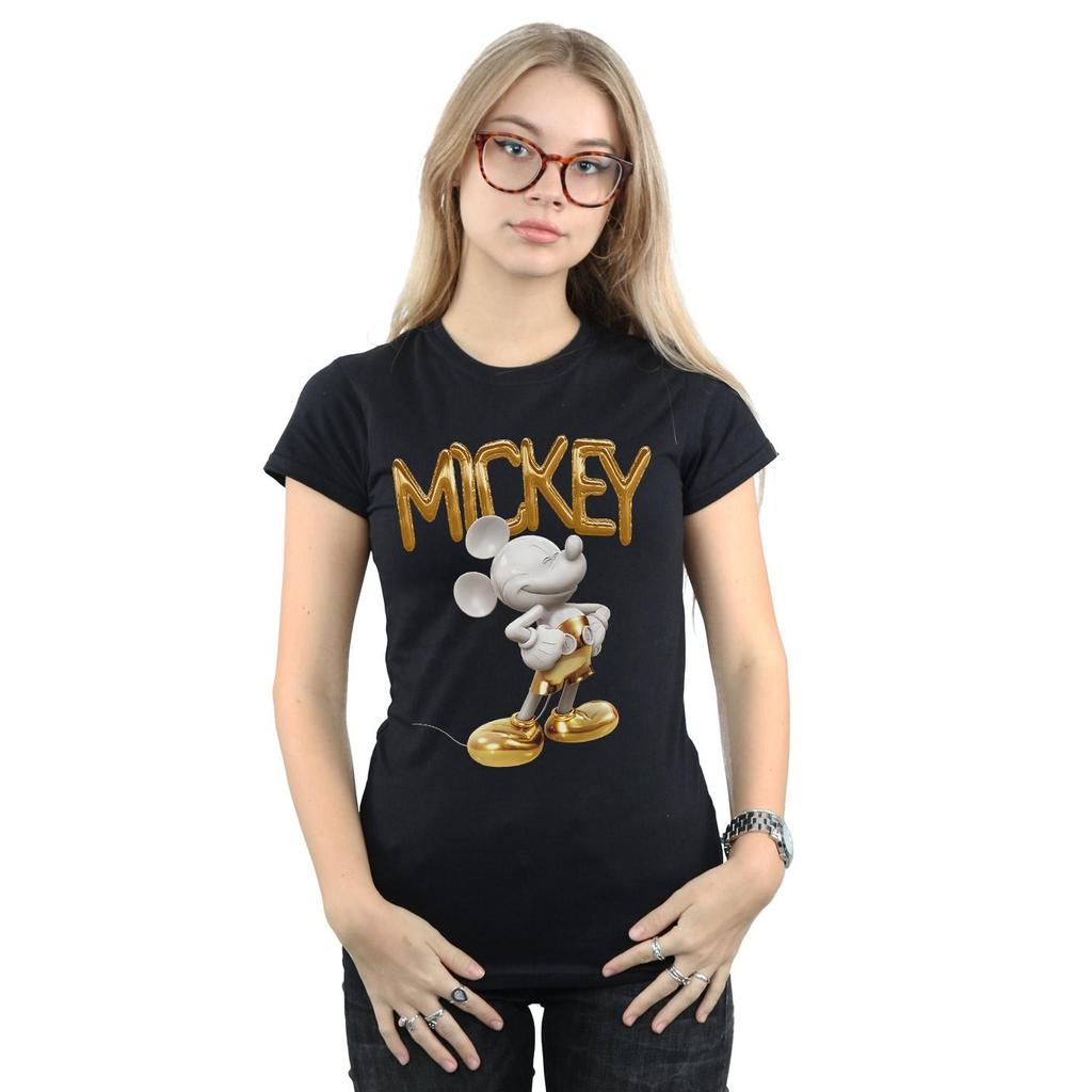 Disney Womens/Ladies Mickey Mouse Gold Statue Cotton T-Shirt