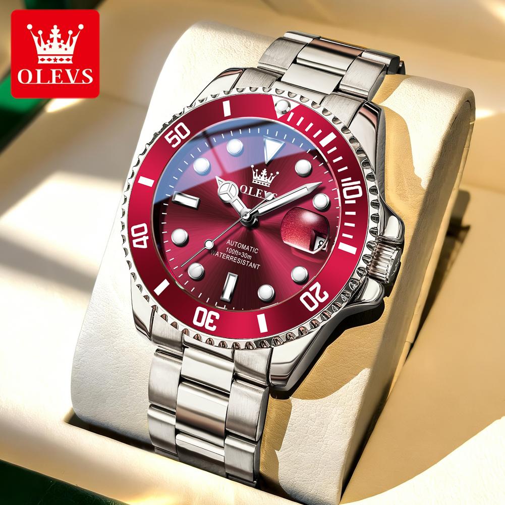 OLEVS 6650 Luxury Mechanical Automatic Watch for Men Waterproof Luminous Steel Strap Top Brand Business Men's Wristwatch
