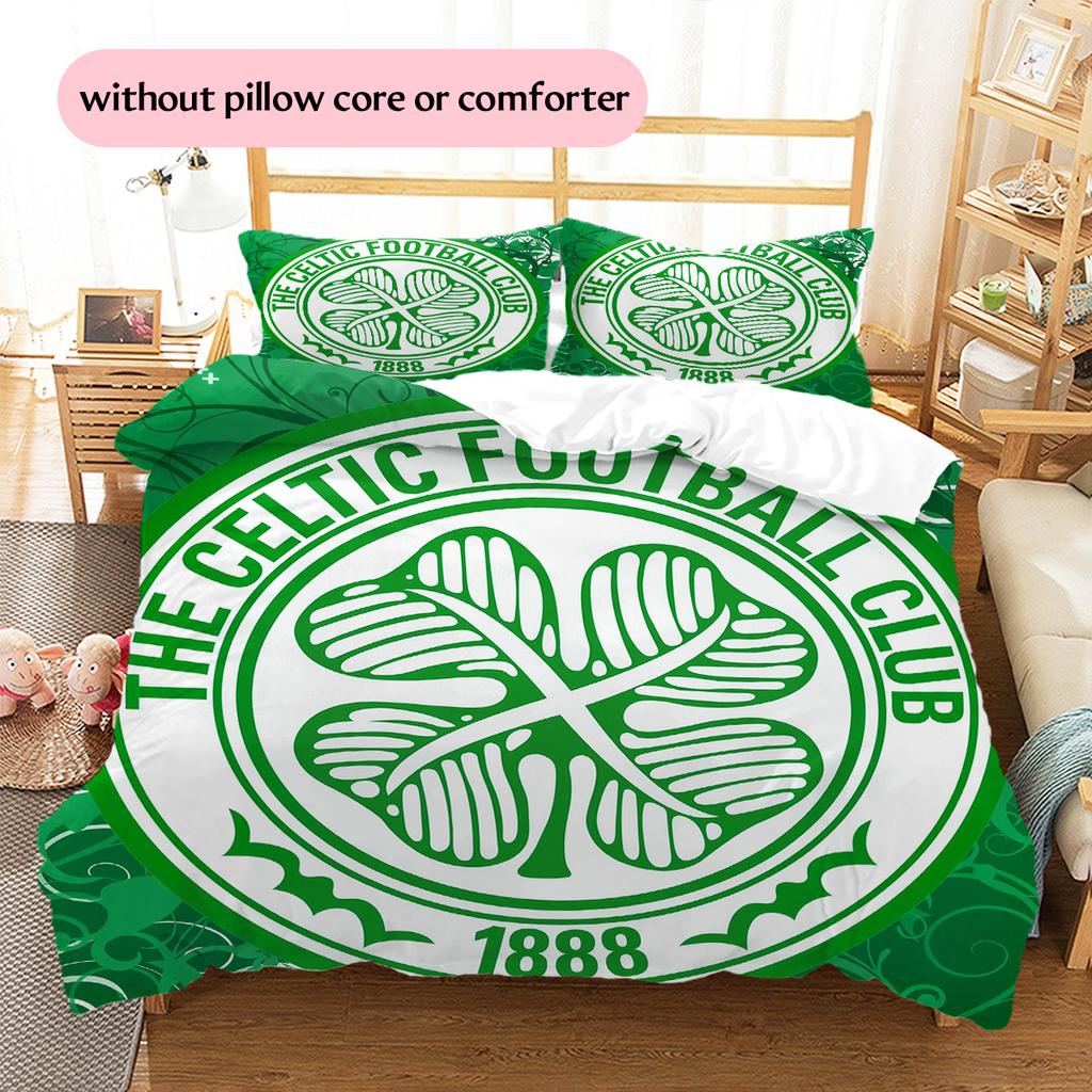 Футбольный клуб «Селтик» Узорный Комплект Постельного Белья Одеяло Домашний Декор Подарок (1 пододеяльник + 2 наволочки без наполнителя)