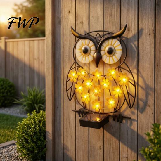 Decorative Solar Fence Light Owl Butterfly Garden Metal Outdoor Wall Decor Waterproof IP65 Weather Resistant Lights with Upgraded Panels and