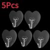 Shape Heart Transparent Hooks Non Punching Plastic Love Hangers Holder Self Adhesive Key Towel Multi-Purpose Hooks Storage Rack