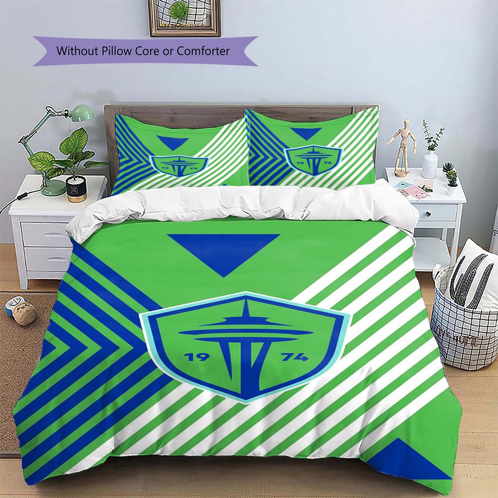 The Seattle Sounders FC Pattern Bedding Set Quilt Cover Pillowcase Home Decor Gift (1 * duvet cover + 2 * pillowcase, without core)