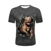 Летняя модная футболка с круглым вырезом и коротким рукавом с 3D-принтом в виде собаки, новый эластичный удобный повседневный спортивный топ для активного отдыха
