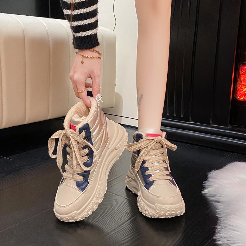TUINANLE Женские ботильоны зимние плюшевые теплые высокие кроссовки для женщин прогулочные кроссовки нескользящие на открытом воздухе