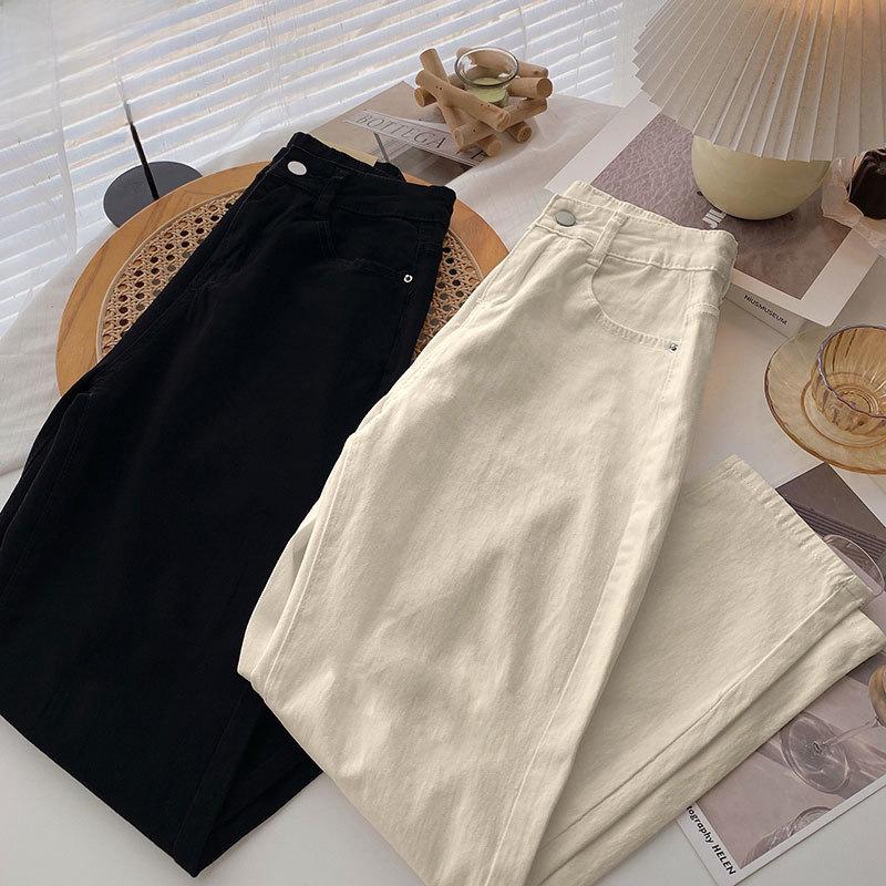 Women's High-Waist Apricot Jeans - Autumn/Winter, Plush-Lined, Loose-Fit, Carrot/Daddy Style Harem Pants, 9/10 Length