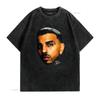 Streetwear Rauw Alejandro Realistic Portrait Cool Hip Hop Print T Shirt Vintage Washed Homme Slightly Versatile