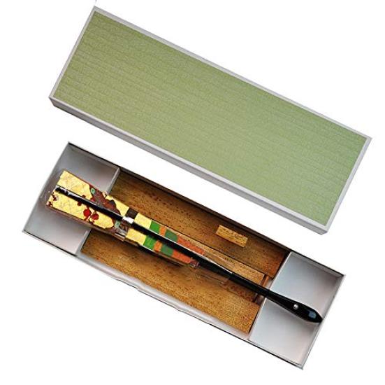 decorative cherry leaves with fan in a <Kyoto Fan> Double-sided fan, blossom/autumn design, stand, box.