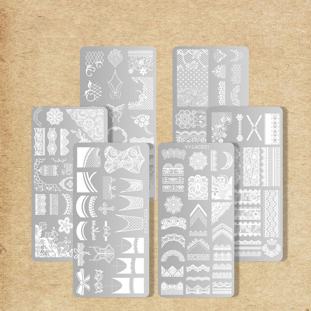 Шаблон для штамповки ногтей с полыми линиями, цветы, маникюрный принт, френч-типы, пластины для штамповки ногтей, инструмент для штамповки ногтей