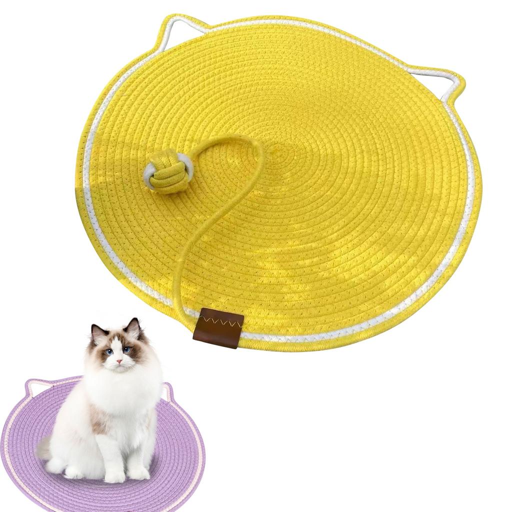 42CM Woven Cat Scratching Pad With Fish Toy, All-Season Pet Resting Mat For Cats