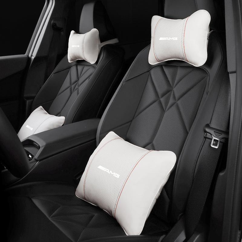 Car Seat Headrest Lumbar Support Breathable Suede High-End Headrest Sticker For Mercedes Benz AMG W223 W213 W124 W126 W168 W210 MF8