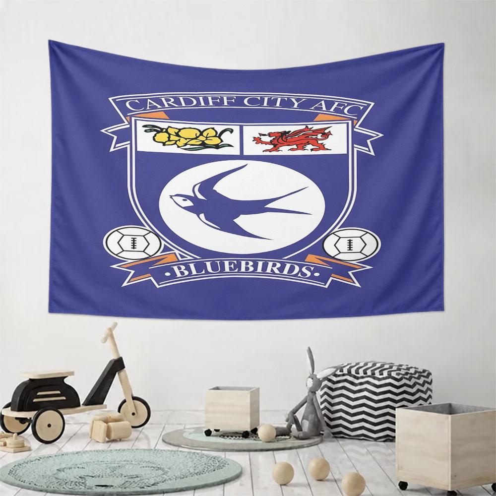 Cardiff City FC Bluebirds Logo Design Pattern Wall Hanging Tapestry Decorative Tapestry Home Decor for Bedroom and Living Room