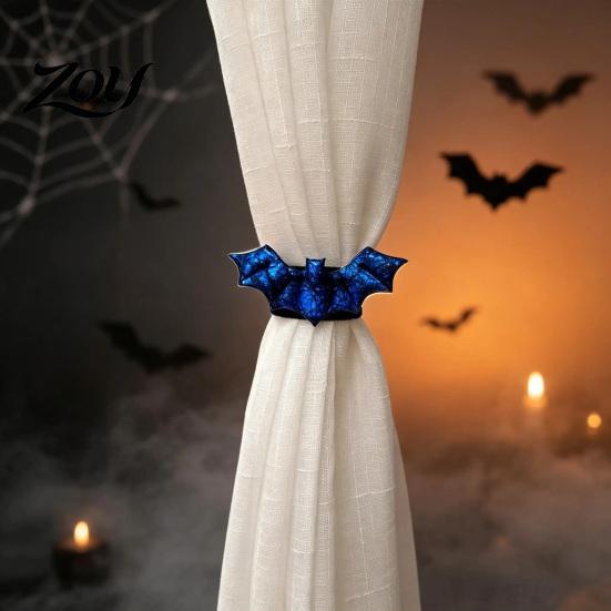 Holiday Showcase Hanging Props Halloween Bat Curtain Tieback, Glossy Window Drapes Holder, Gothic Tiebacks Drapery Holdback for Home Theme Party