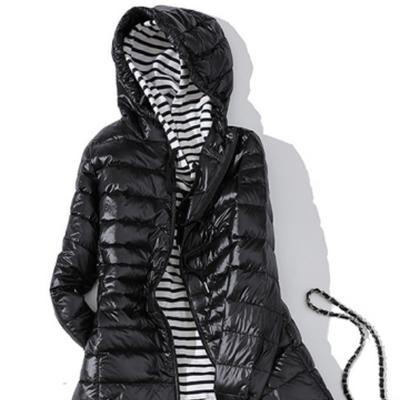 Длинная куртка с капюшоном и подкладкой, женская ультралегкая тонкая однотонная куртка на утином пуху, портативная парка