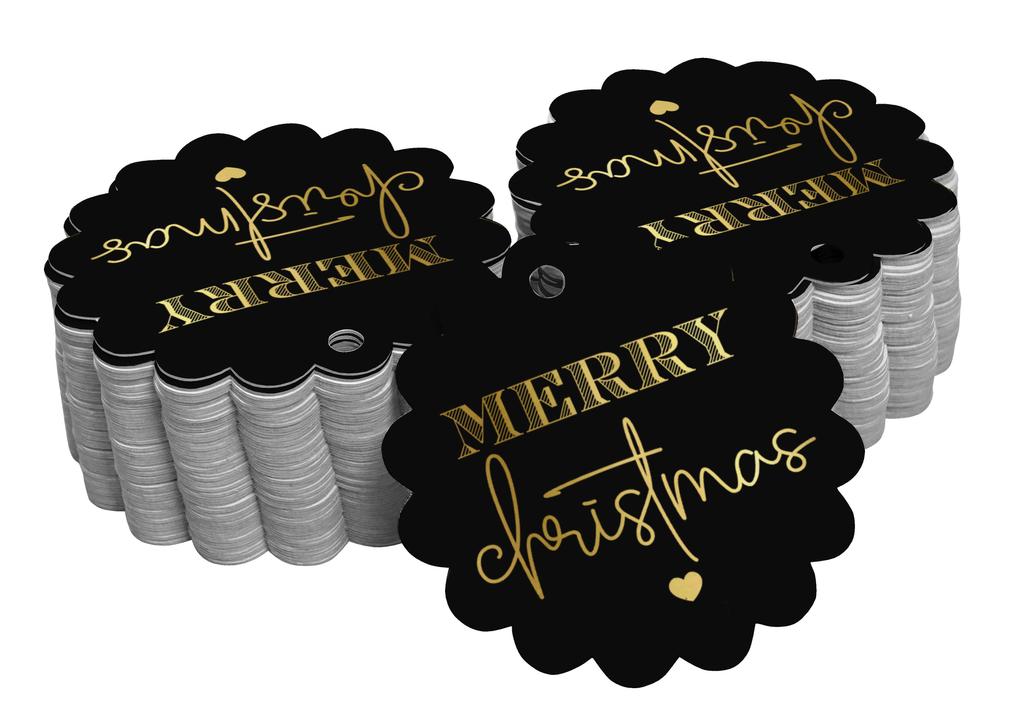 Inkdotpot Real Gold Foil Merry Christmas Tags Favor Hang Paper Tags 100