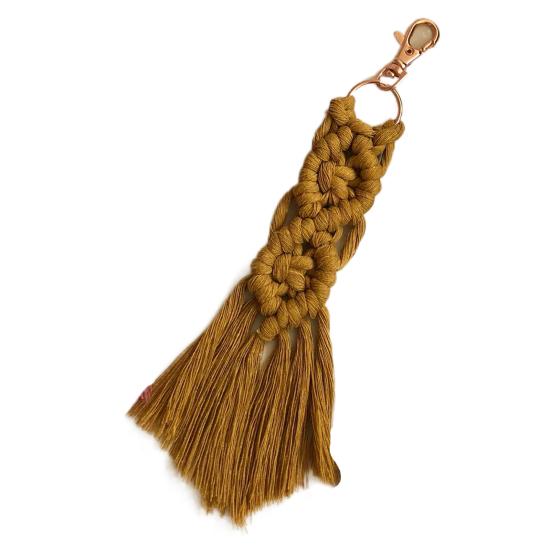 Брелок для ключей в богемном стиле ручной работы с кисточкой и пряжкой в ​​этническом стиле декоративный винтажный ручной работы макраме
