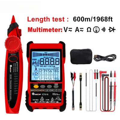 TOOLTOP Тестер сетевого кабеля Мультиметр Отслеживание кабеля ЛВС Тест POE Измерение длины 400M/600M Регулируемая чувствительность Трекер линии