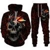Весенне-осенний худи/спортивный костюм с 3D принтом «Ангелы и демоны» Модная мужская спортивная одежда Комплект крутой свитшот с рисунком черепа + брючный костюм