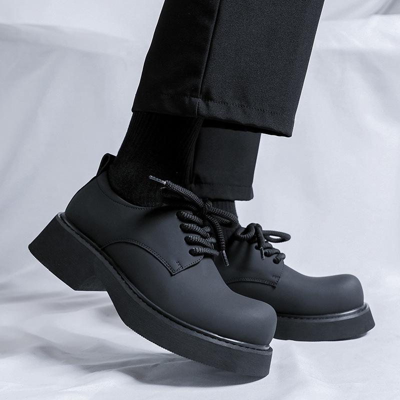 Мужские кожаные туфли, осенние британские повседневные туфли дерби, мужские деловые свадебные туфли с низким верхом и большой головой, кожаные туфли 24308-R