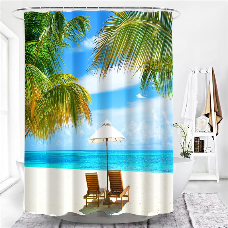 Misty Forest Nordic Style Shower Curtains Set With Hooks Waterproof Green Natural Landscape Home Decoration Bathroom Curtain New