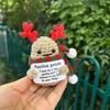 Positive Christmas Crochet Doll with Encouraging Card Emotional Support Handmade Knitting Santa Hat Potato Pickle Decoration Ornament Stress