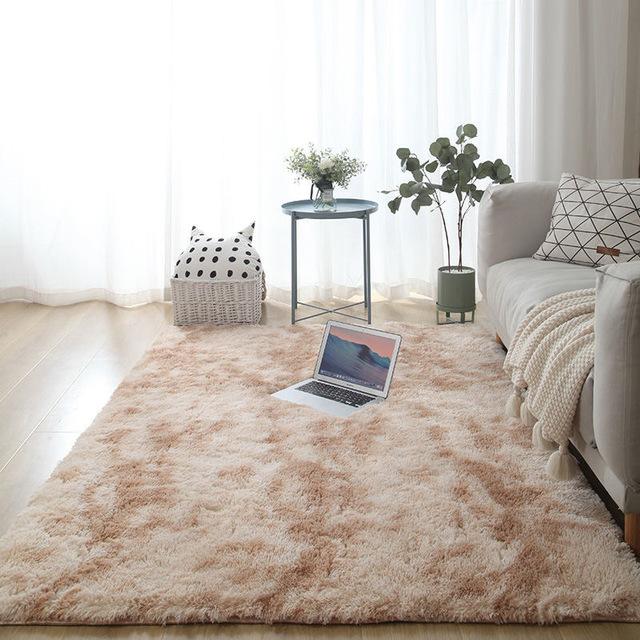 Ковер в гостиной, моющийся, нескользящий, пушистый, мягкий, большой коврик для спальни, черный, белый, зеленый, прикроватный, украшение для дома, напольные коврики