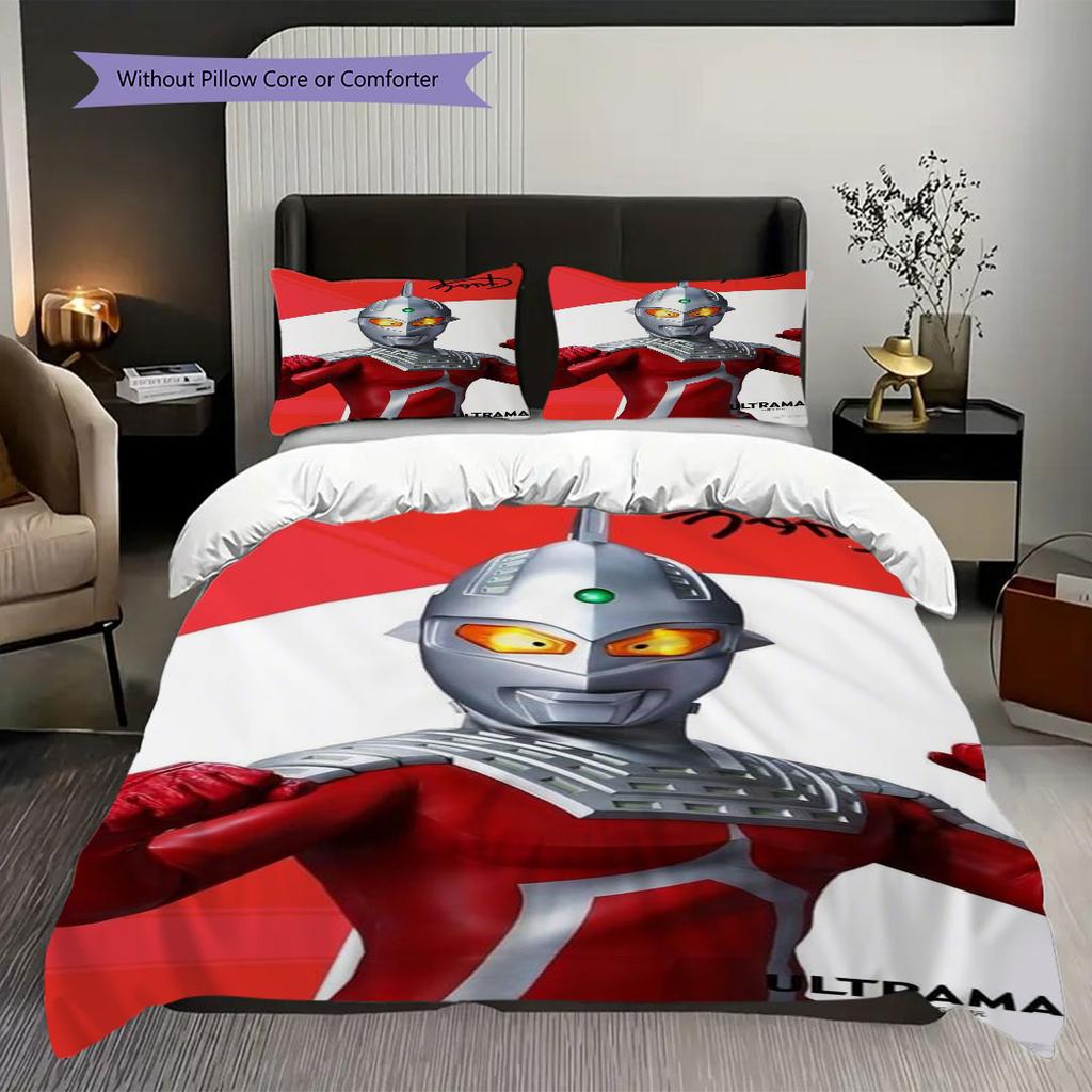 Ultraman Tiga themed printed children's quilt set (1*Duvet Cover + 2*Pillowcase, Without Core),Bedding for the bedroom