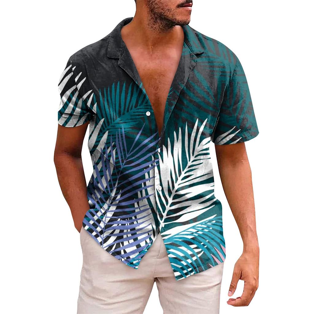 Men's Hawaiian Printed Button Short Sleeve Shirts Men's Casual Fashion Short Sleeve Shirts